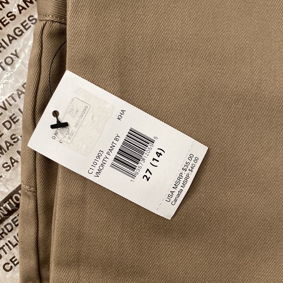 NWT- Big boys size 27/size 14 US volcom VMonty khaki pants. - Picture 2 of 5